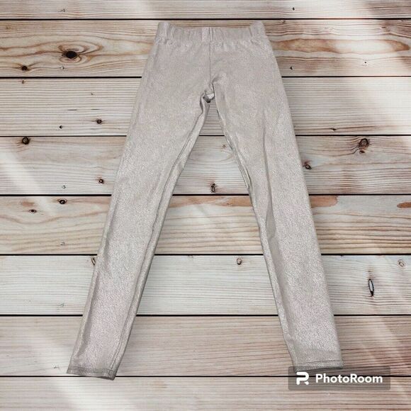 Alo Yoga Mocha Full Length Leggings Sz Small Cracked Metallic Print - Picture 1 of 6